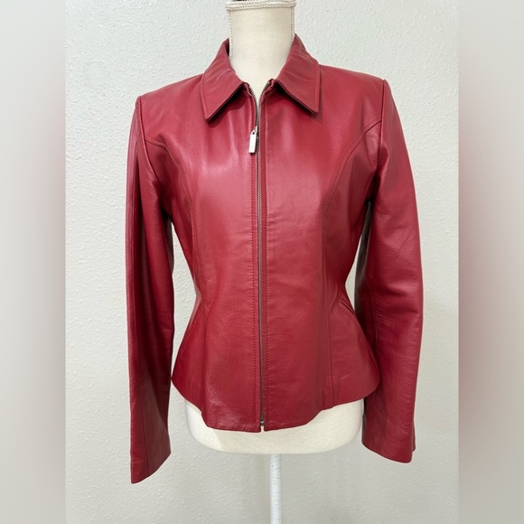 Edge Italian Fashion Vintage Pink Leather Zip Jacket Sz M - Picture 4 of 14